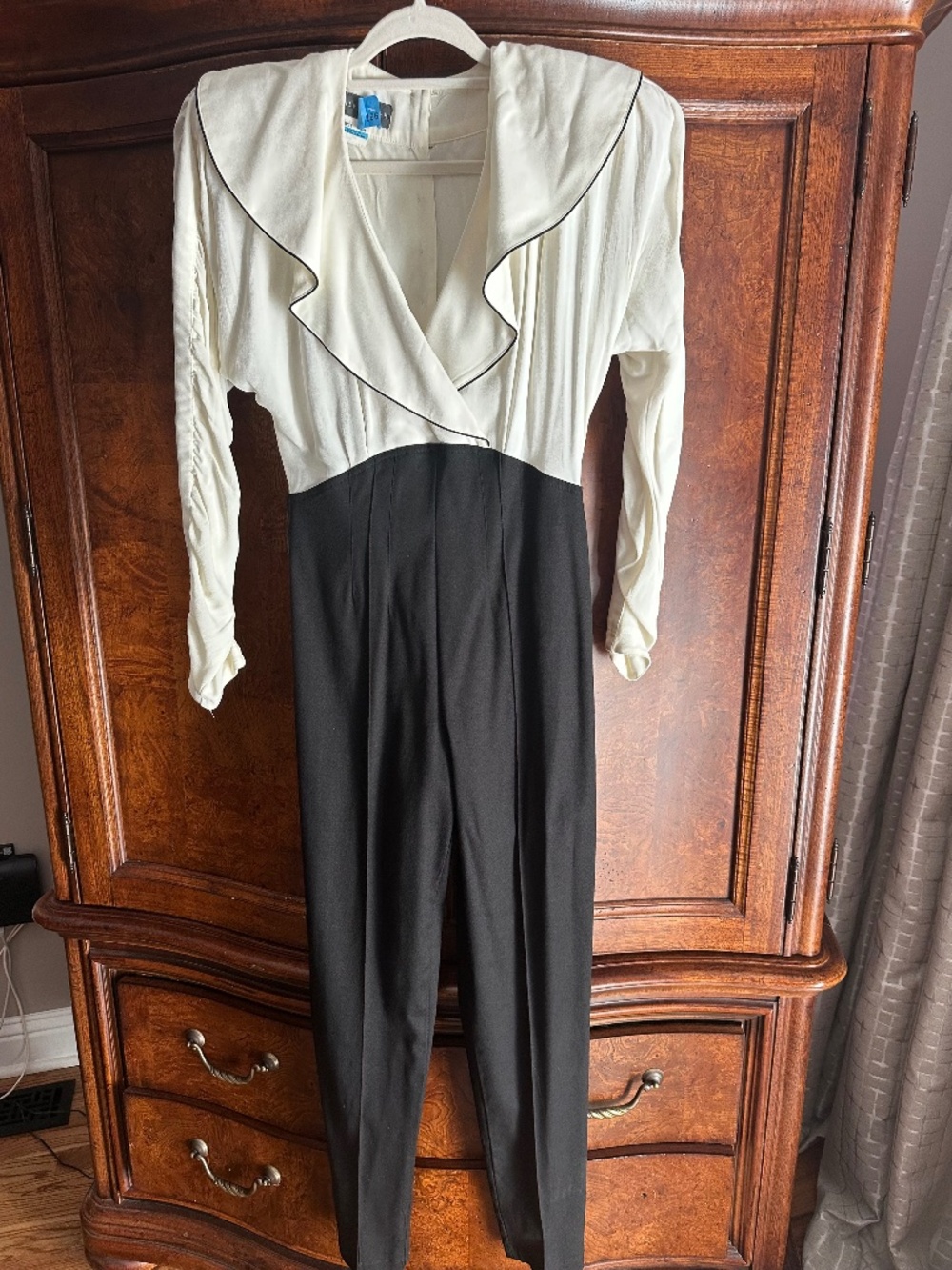 Vintage 80s Karen Alexander Colorblock Jumpsuit Black White 10